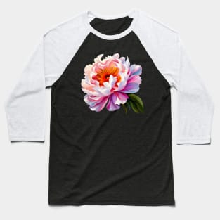 Elegant Ombre Pink Peony Flower Watercolor Floral Art Baseball T-Shirt